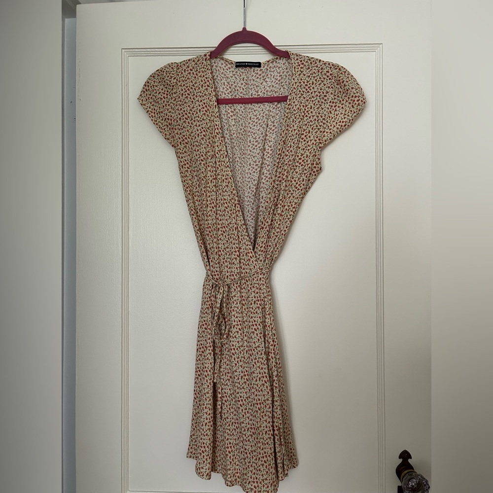 Brandy Melville Yellow Ditsy Floral Wrap Dress